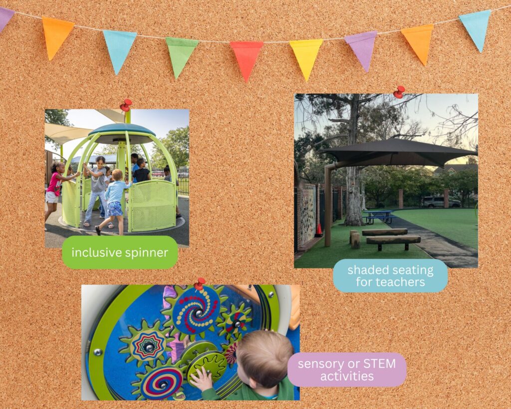 idea board of playground ideas for school funding project