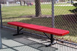 red bench with no back rest