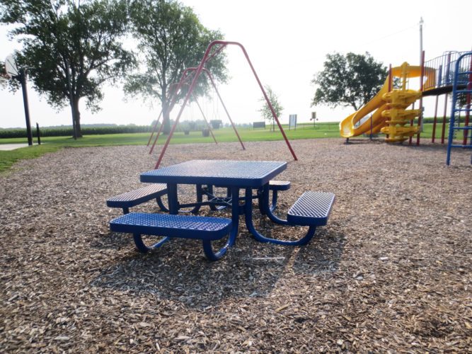 blue kids picnic table