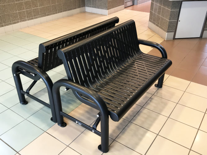two black benches