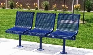 small blue benches