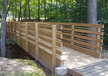 wooden bridge in park